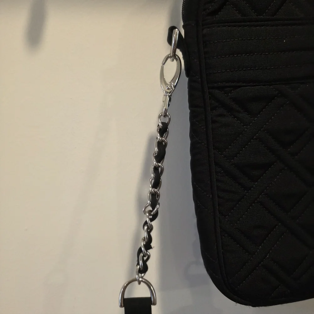 Vera Bradley Quilted Padded Laptop Bag Chain Strap Womens Black Preppy Chic
